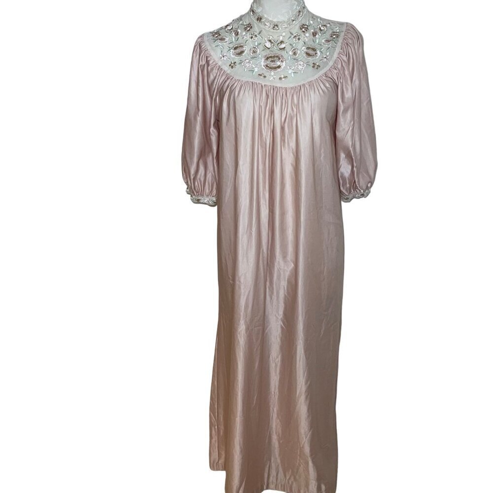 Miss Dior Vintage Womens Nightgown Size Small Pink Satin Lace Nieman Marcus